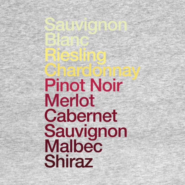 Wine Grapes List Color Chart - Pinot Noir Chardonnay Cabernet by PodDesignShop